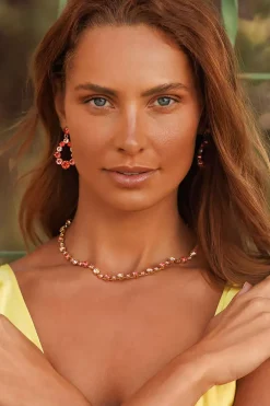 Mini Delia Earrings Gold Peach Combo^CAROLINE SVEDBOM Hot