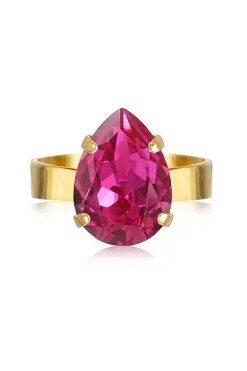 Mini Drop Ring Gold Fuchsia^CAROLINE SVEDBOM New