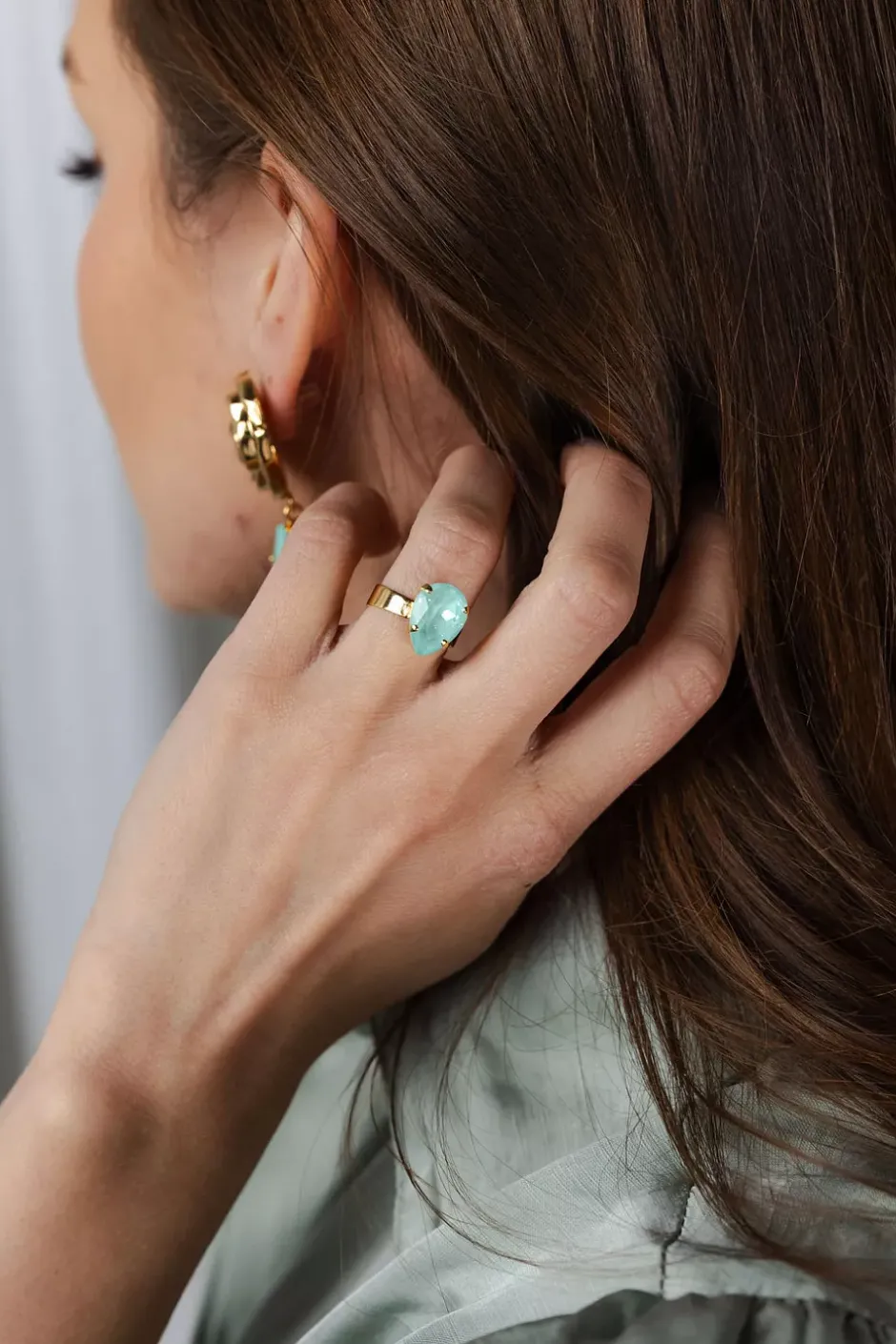 Mini Drop Ring Gold Soft Mint^CAROLINE SVEDBOM Best