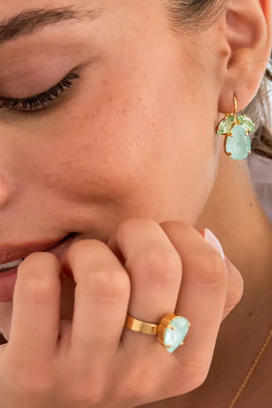 Mini Drop Ring Gold Soft Mint^CAROLINE SVEDBOM Best