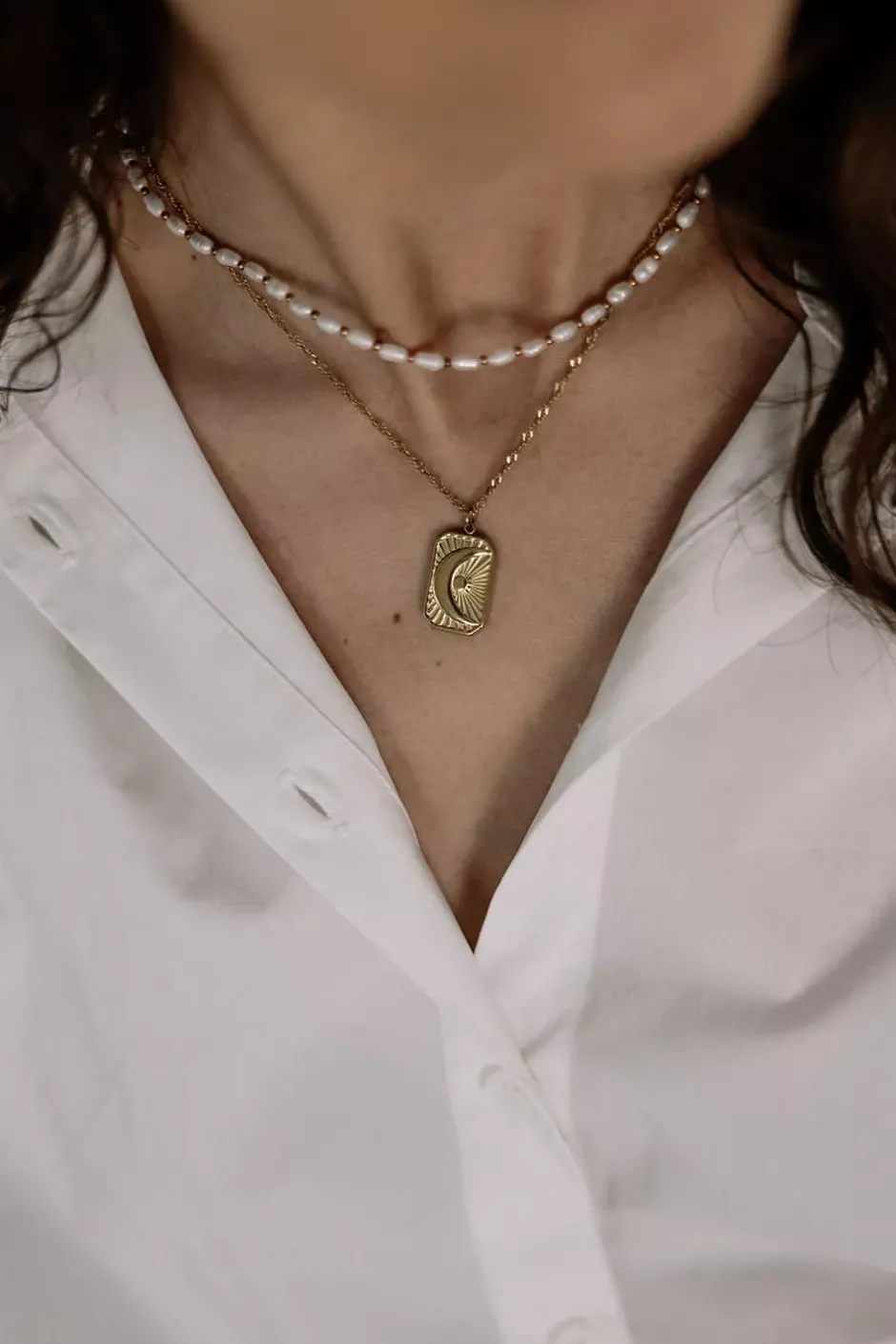Moon Necklace Gold^HIIL STUDIO JEWELRY Outlet