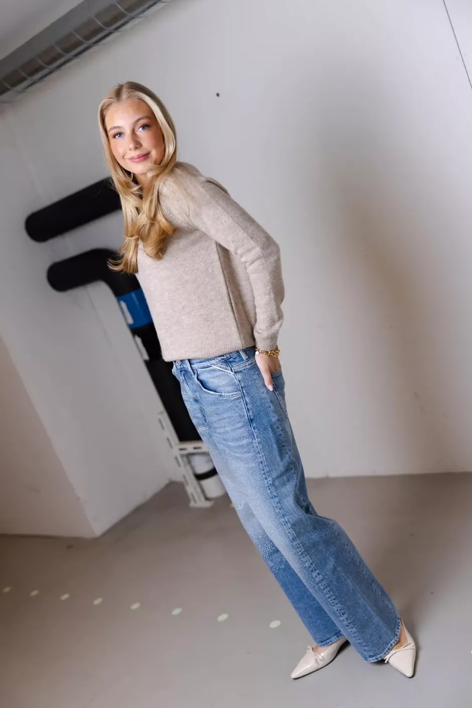 Narja Pants Medium Blue Studs^REPLAY Fashion
