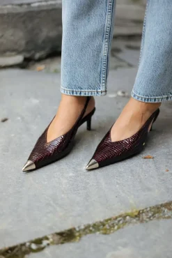 Nina Heels With Metal Toe Cap Burgundy Small Embossed^ANINE BING Fashion