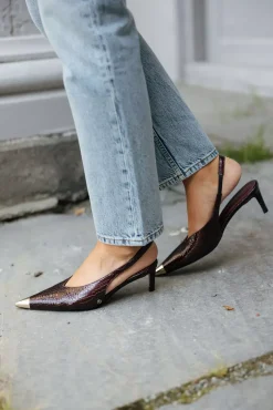 Nina Heels With Metal Toe Cap Burgundy Small Embossed^ANINE BING Fashion