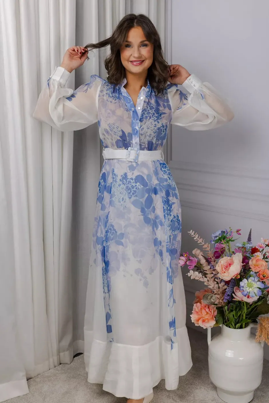 Organza Belt Dress Skylight^BY TIMO Sale
