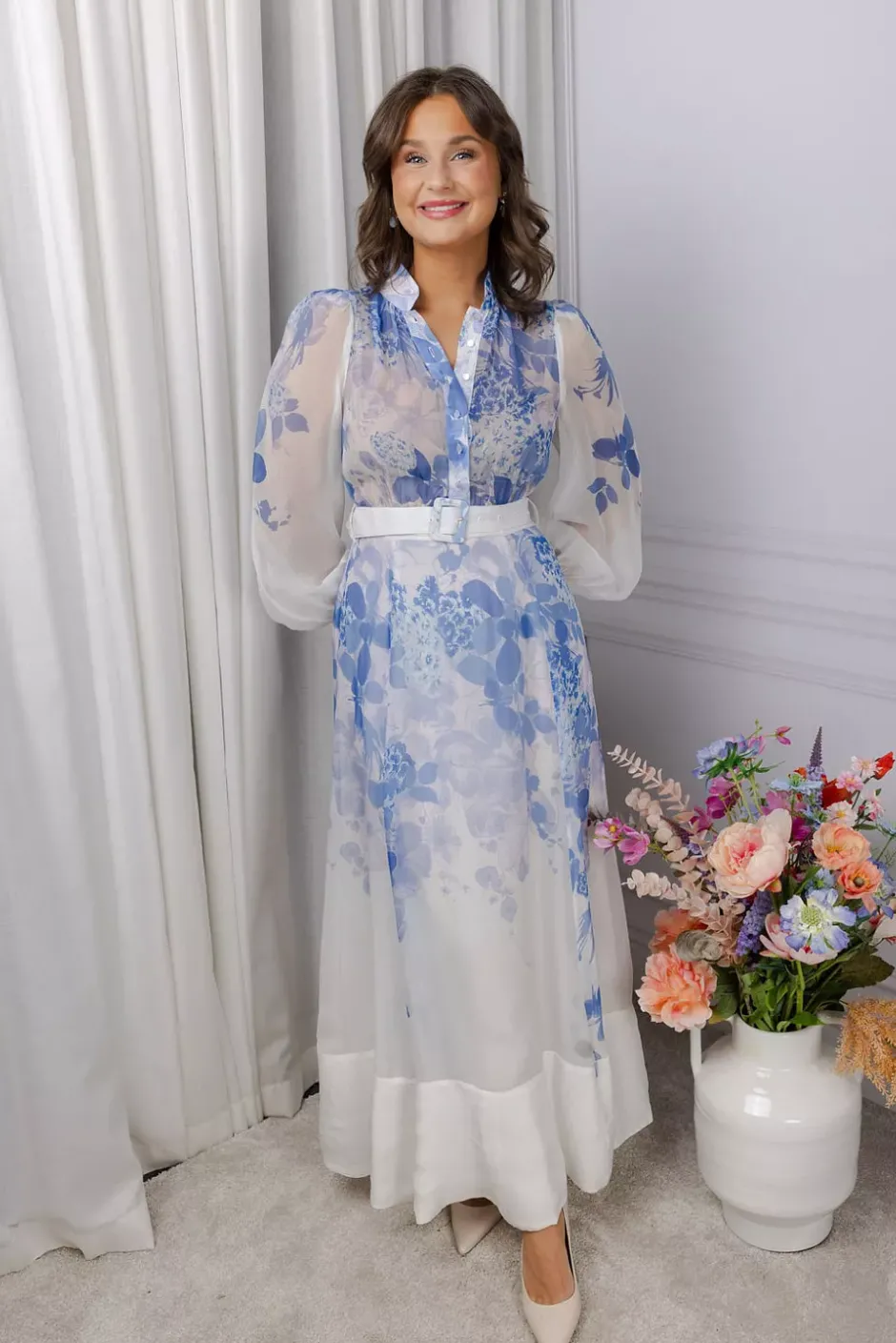 Organza Belt Dress Skylight^BY TIMO Sale