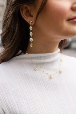 Paloma Earrings Gold Pearl/Golden Shadow^CAROLINE SVEDBOM New