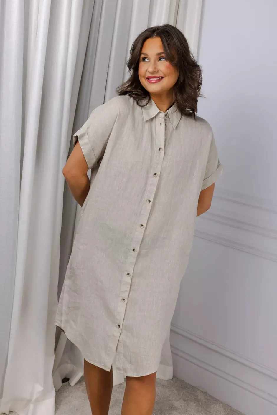 Peppa SS Shirtdress Beige^SAND Fashion