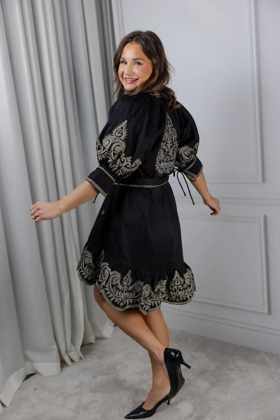 Philosophy Dress Onyx Black/Gold Embroidery^SCARLETT POPPIES Hot