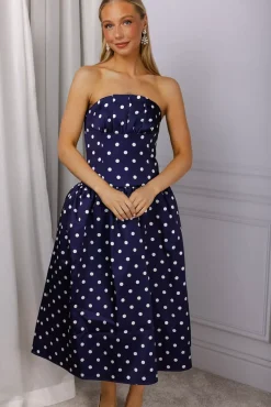Polka Dot Satin Midi Dress^SELF-PORTRAIT Discount