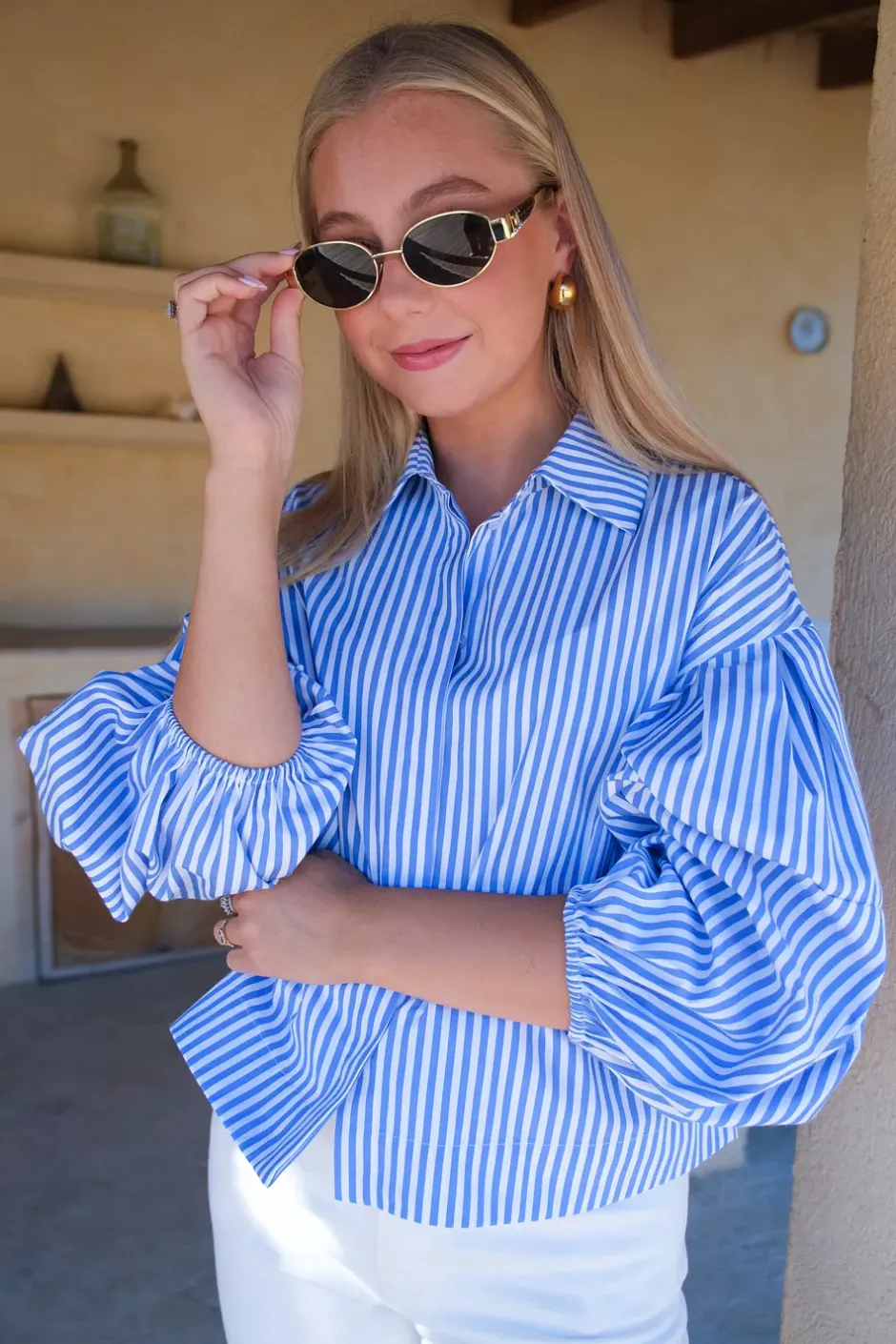 Pure Shirt Blue Striped^HIIL STUDIO Sale