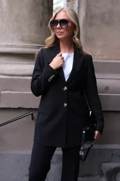 Rani Long Blazer Black Pinstripe^SAND Best