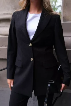 Rani Long Blazer Black Pinstripe^SAND Best