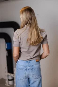 Retro Polo Puff T-shirt Light Camel^SAND Fashion