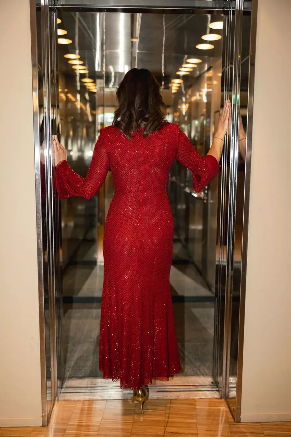 Rhinestone Fishnet Midi Dress Red^SELF-PORTRAIT Fashion