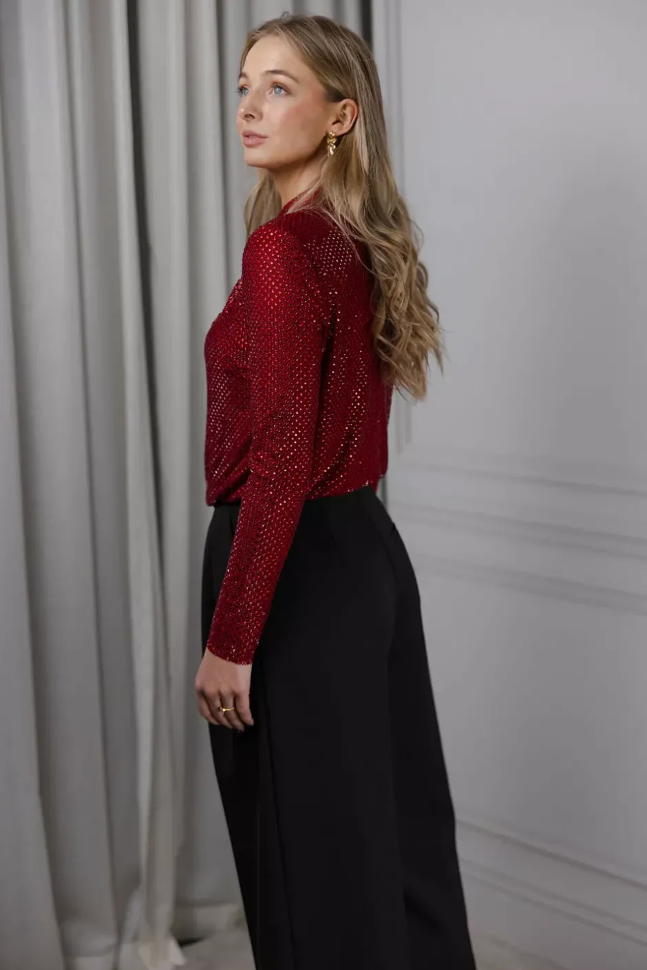 Rhinestone Fishnet Top Red^SELF-PORTRAIT Best