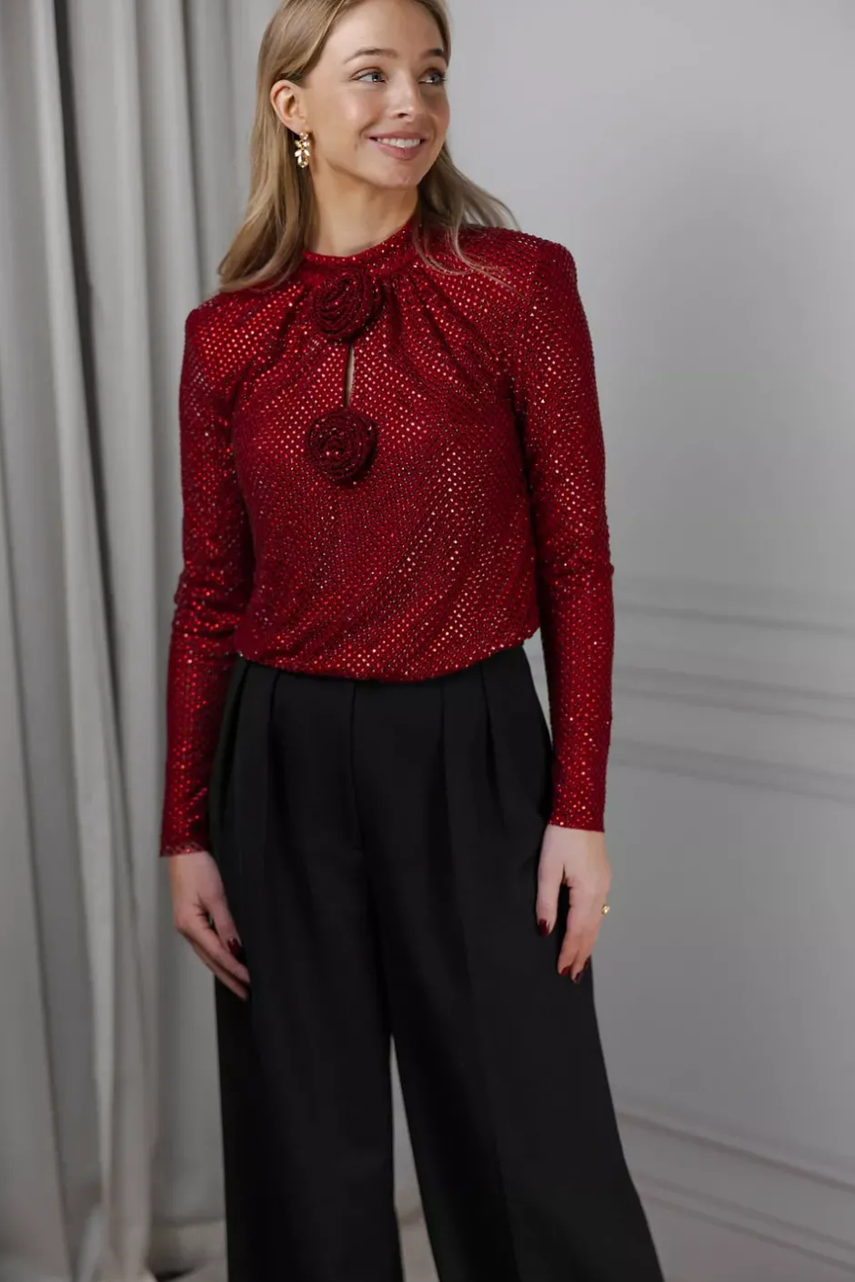 Rhinestone Fishnet Top Red^SELF-PORTRAIT Best