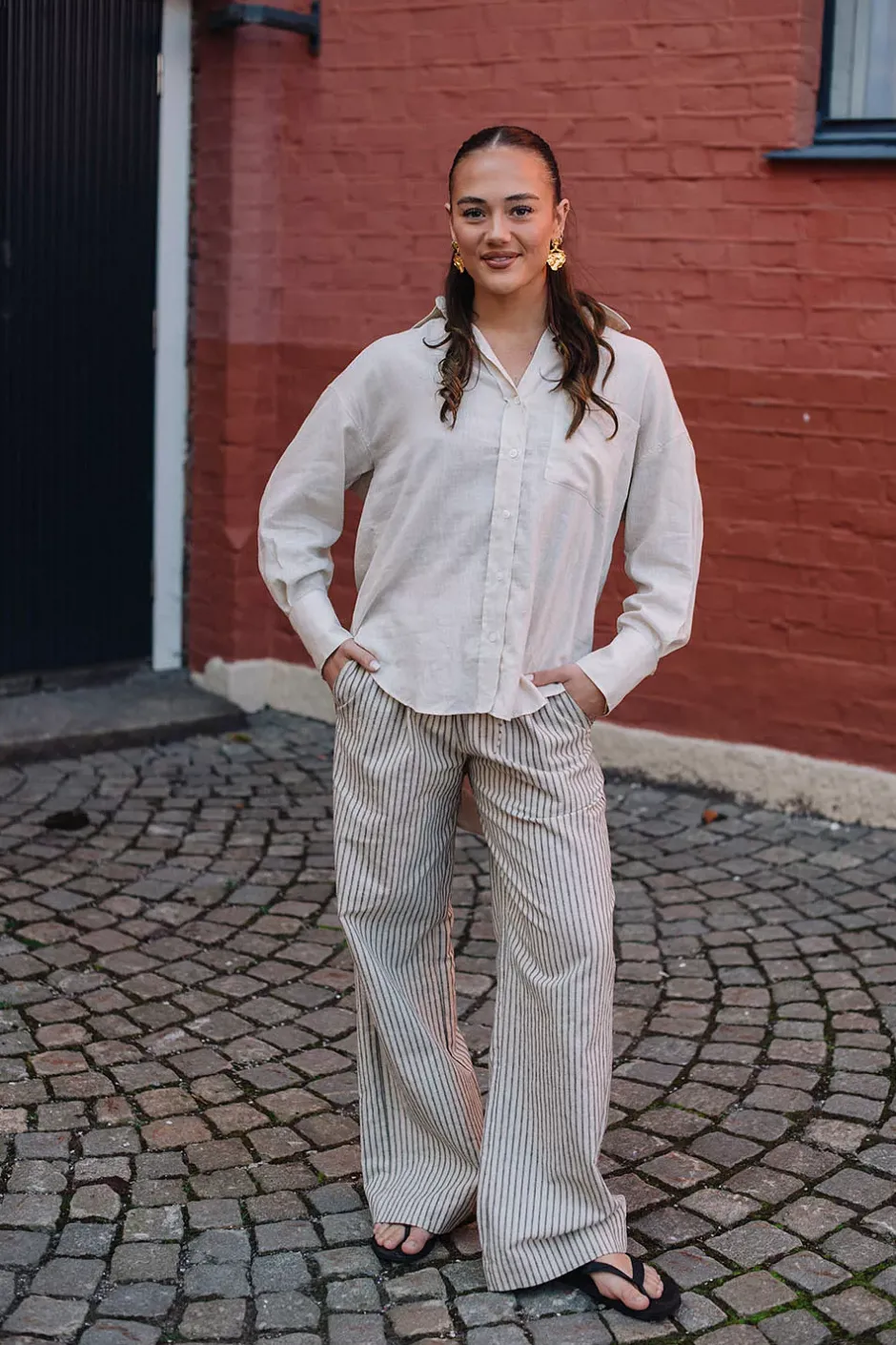 Sabine Linen Stripe Pant Natural Stripe^ARNIE SAYS Fashion
