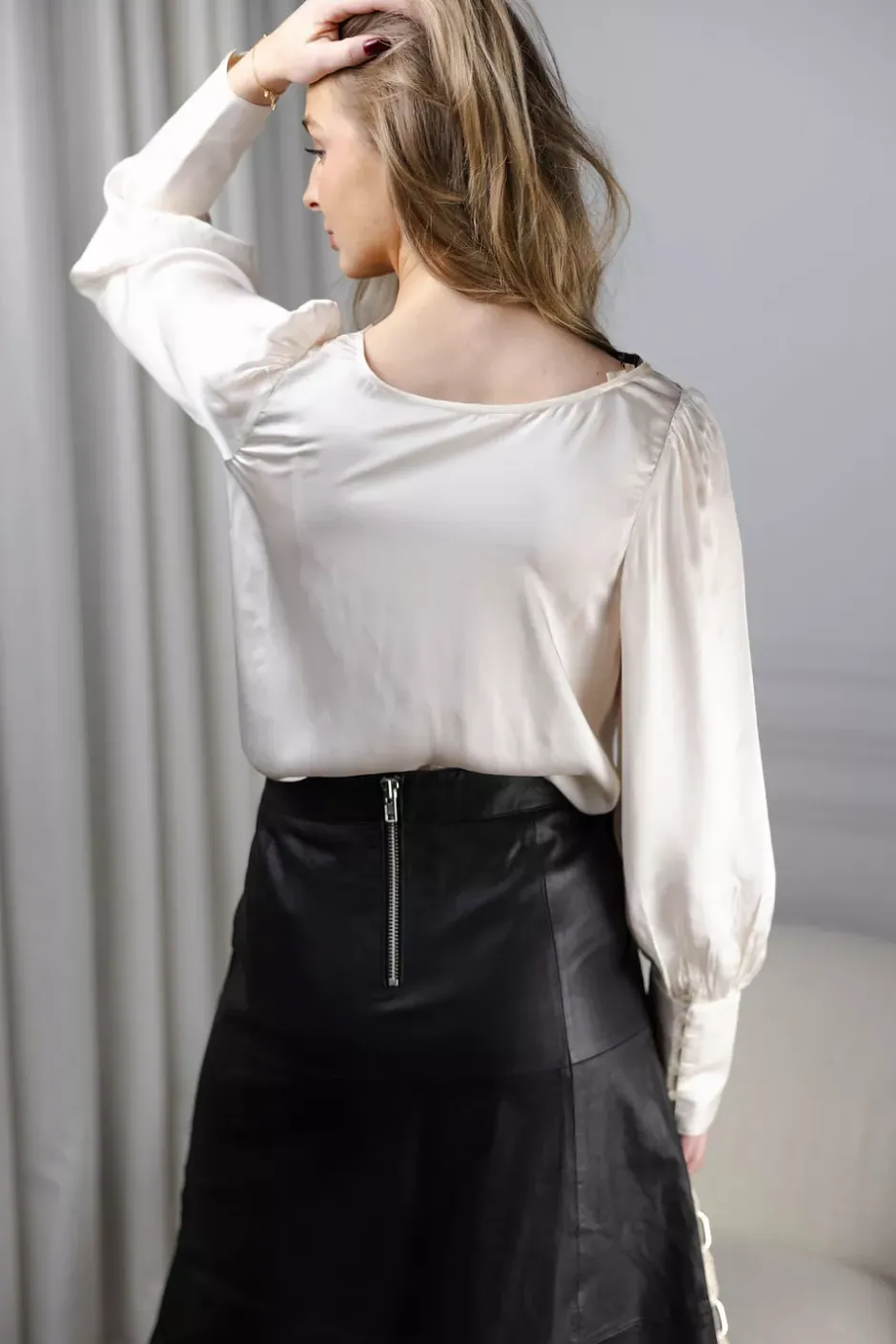 Satin Drape Top Vintage White^BY TIMO Discount