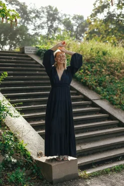 Satin Maxi Dress Dark Blue^BY TIMO Online