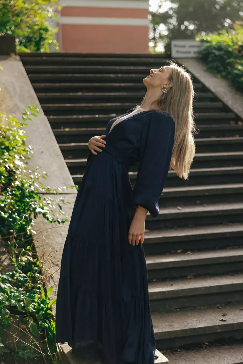 Satin Maxi Dress Dark Blue^BY TIMO Online