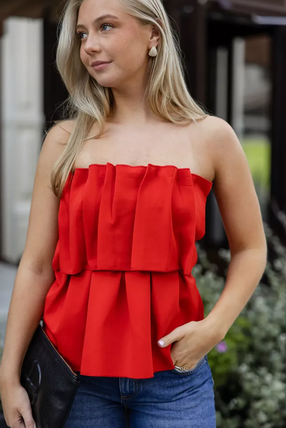 Sculpted Tube Top Red^DAGMAR Fashion