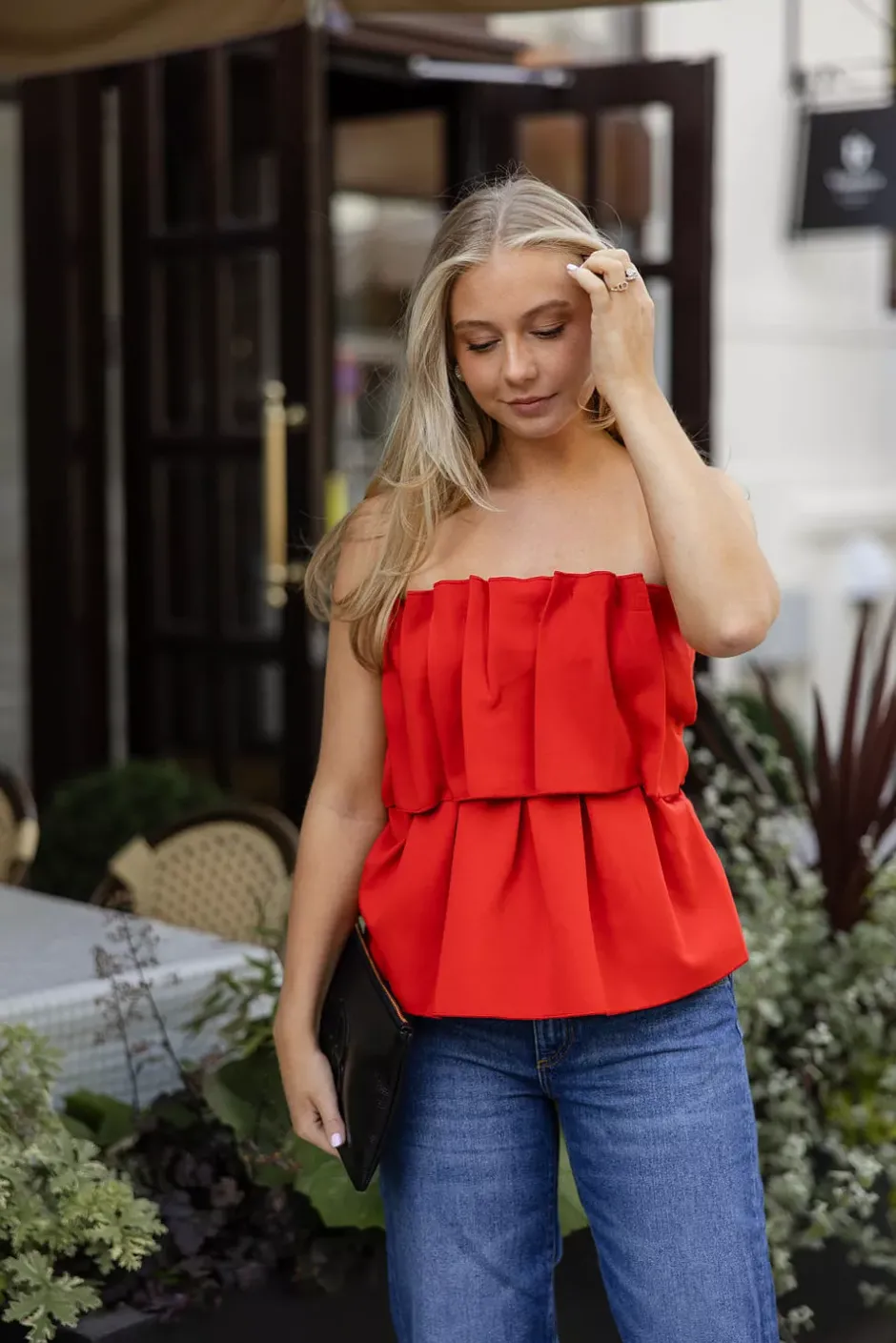 Sculpted Tube Top Red^DAGMAR Fashion