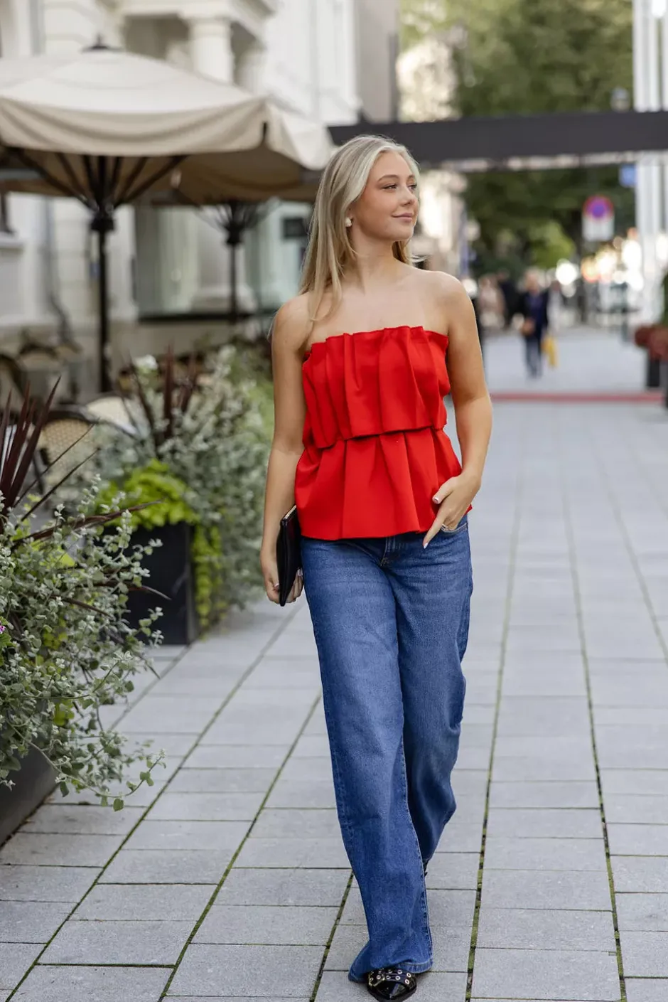 Sculpted Tube Top Red^DAGMAR Fashion