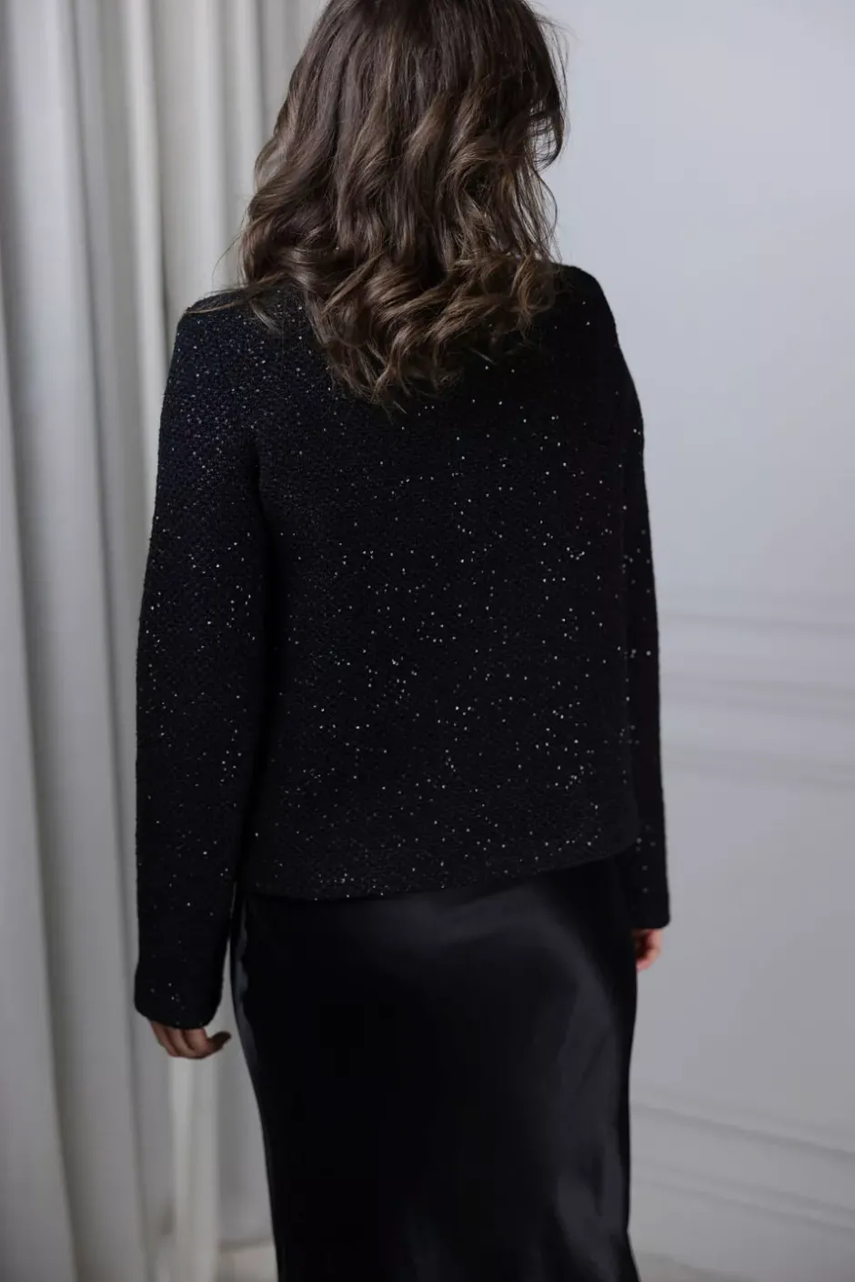 Sequin Knit Cardigan Black^SELF-PORTRAIT New