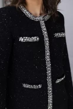 Sequin Knit Cardigan Black^SELF-PORTRAIT New