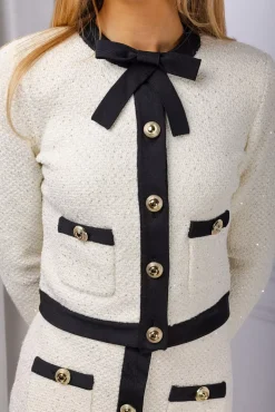Sequin Pussy Bow Cardigan Cream^SELF-PORTRAIT Best