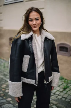 Short Shearling Jacket Black^DAGMAR Discount