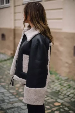Short Shearling Jacket Black^DAGMAR Discount