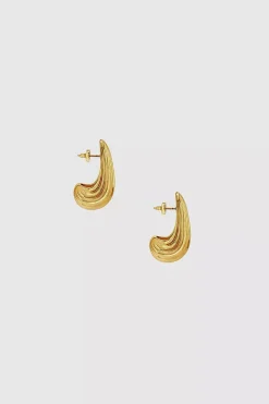 Small Ribbed Drop Earrings Gold^ANINE BING Best
