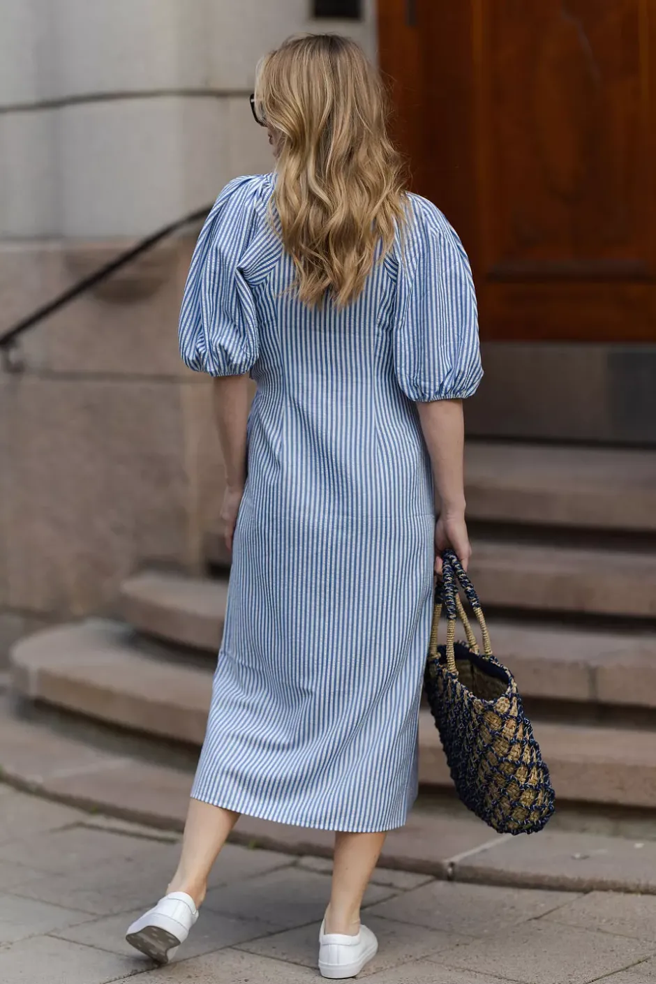 Sophia Long Wrap Dress Blue Stripe^HIIL STUDIO Fashion