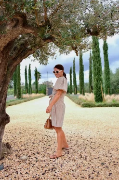 Sophia Short Wrap Dress Brown Stripe^HIIL STUDIO Fashion