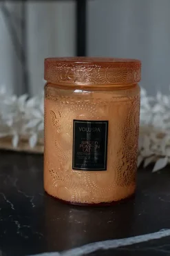 Spiced Pumpkin Latte Large Embossed Glass Jar^VOLUSPA Discount