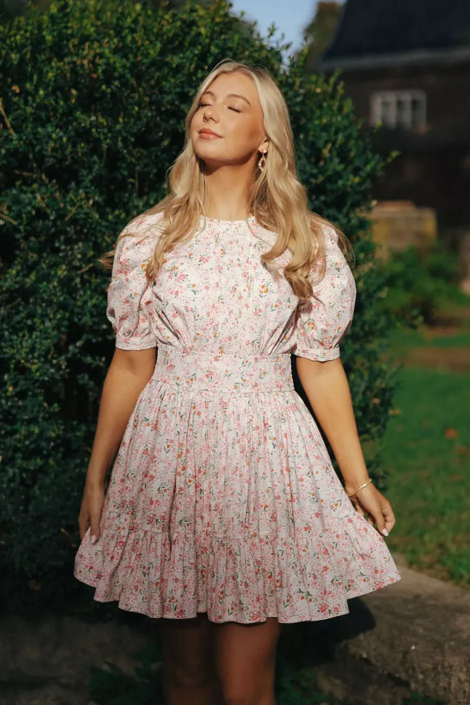 Structured Mini Dress Petite Flowers^BY TIMO Fashion