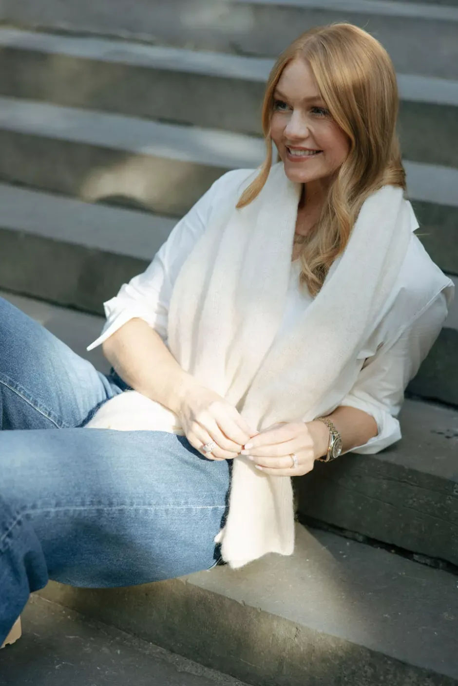 Susanna Basic Scarf Ivory^NATURA CASHMERE Outlet