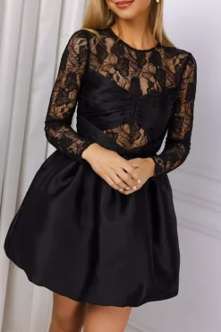 Taffeta Lace Mini Dress Black^SELF-PORTRAIT Sale