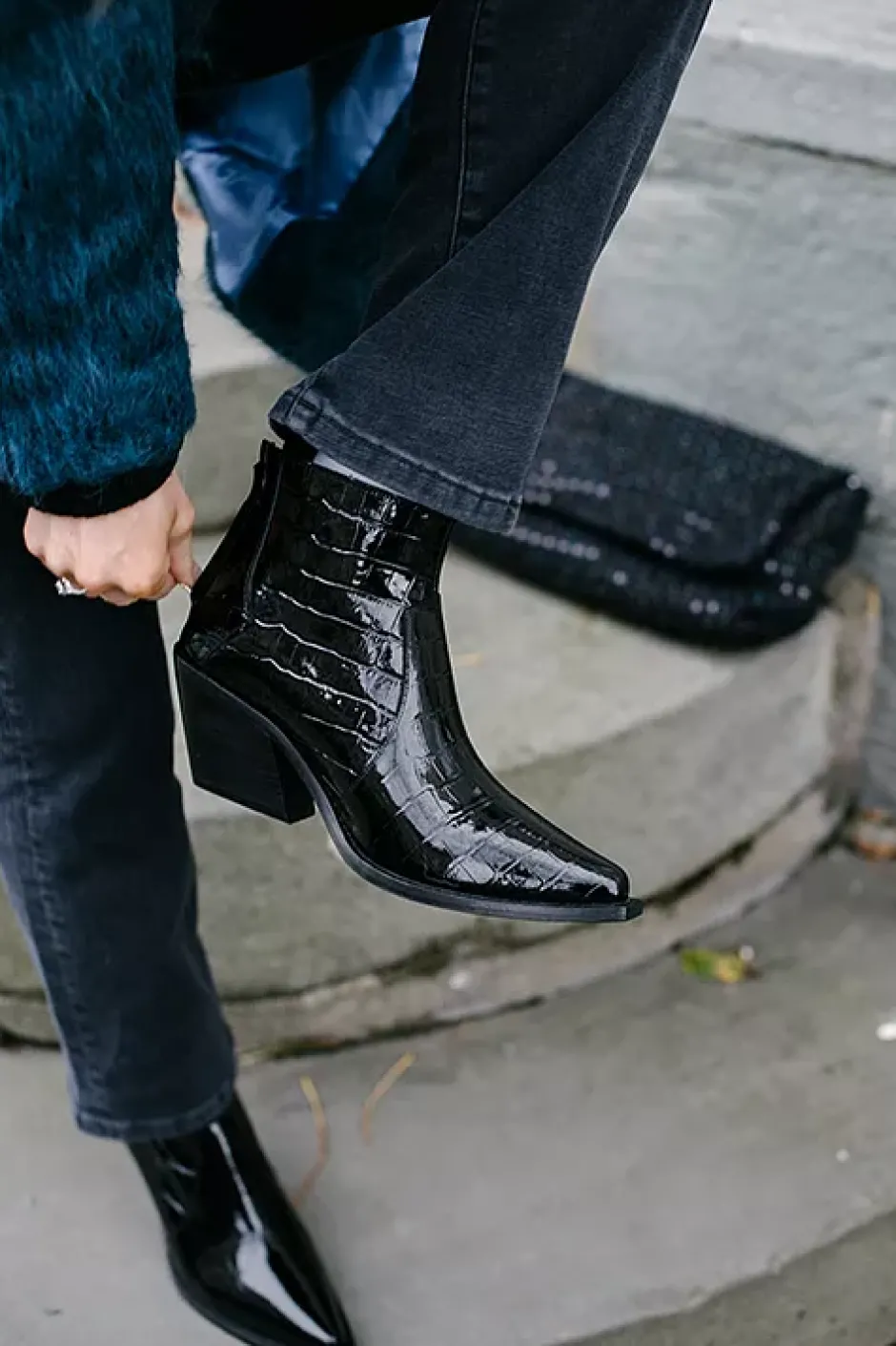 Tania Croco Boots Black Embossed^ANINE BING Best