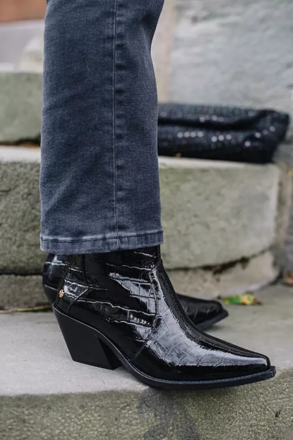 Tania Croco Boots Black Embossed^ANINE BING Best