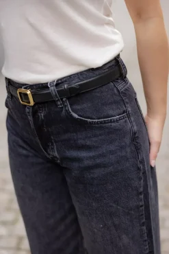 The Georgia Wide Belt Gold Solid Black^LIÈ STUDIO Sale