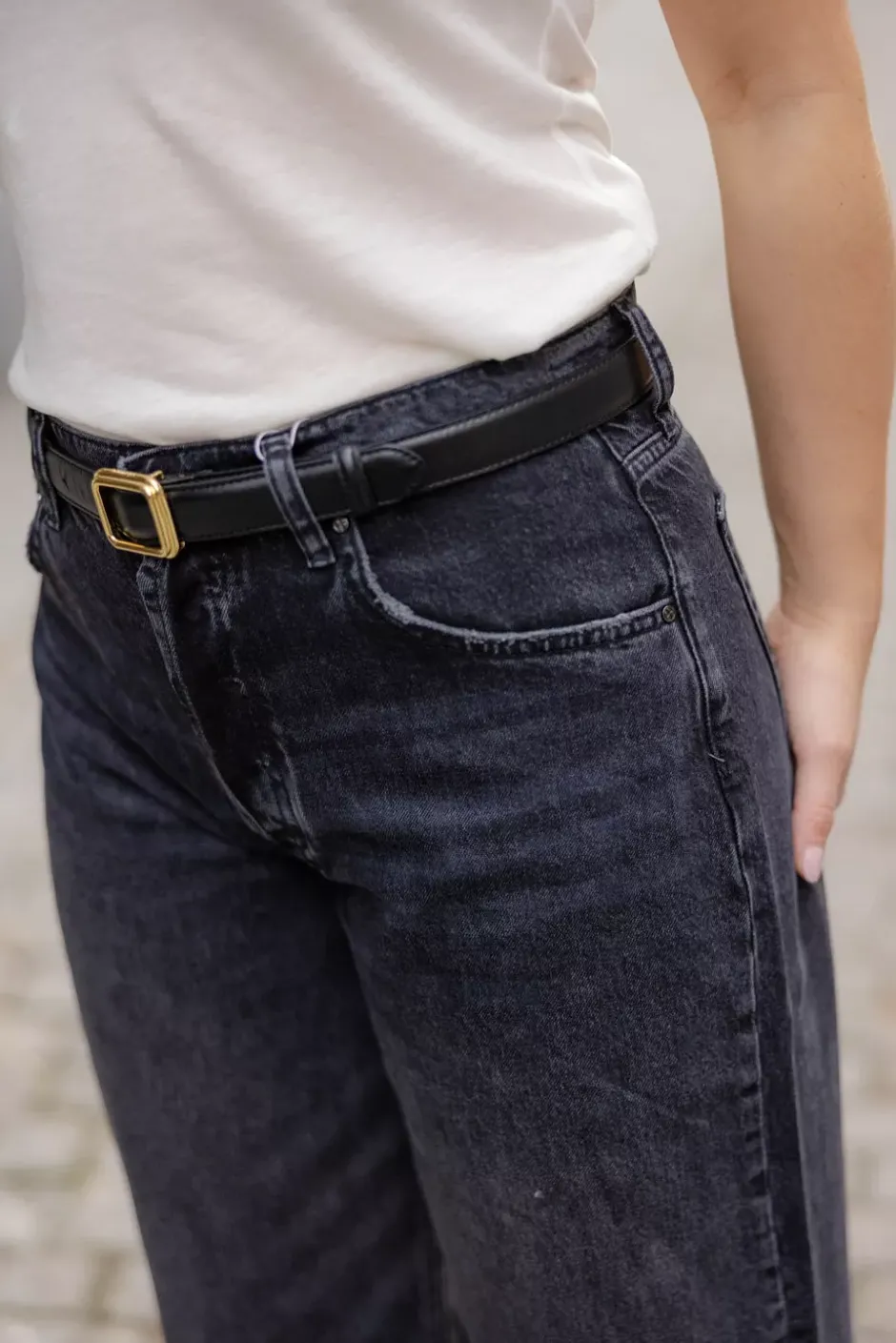 The Georgia Wide Belt Gold Solid Black^LIÈ STUDIO Sale
