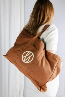 Tote Bag Dark Brown Cream Logo^LESCARF New