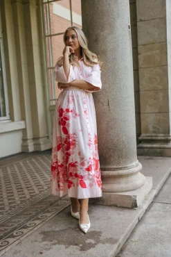 Viscose Collared Dress Pink Field^BY TIMO Outlet