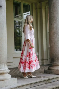 Viscose Collared Dress Pink Field^BY TIMO Outlet