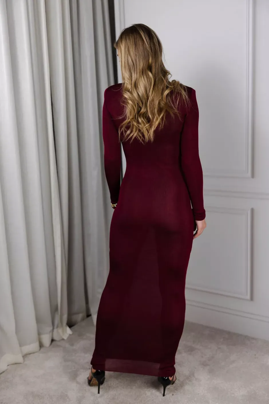 Viscose Knit Maxi Dress Burgundy^SELF-PORTRAIT Discount