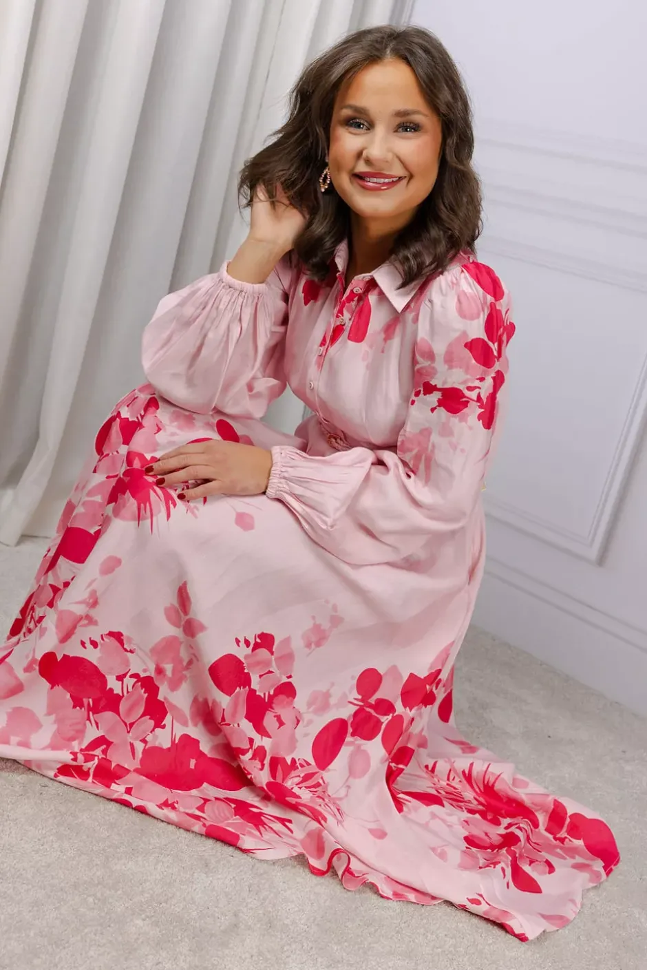 Viscose Shirt Dress Pink Field^BY TIMO Discount
