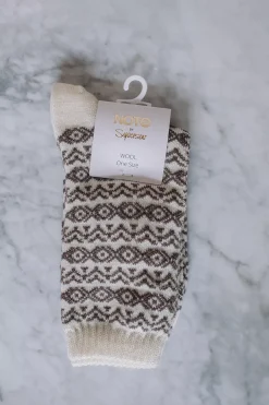 Wool Pattern Socks Offwhite/Beige^NOTE BY SYVERSEN Best